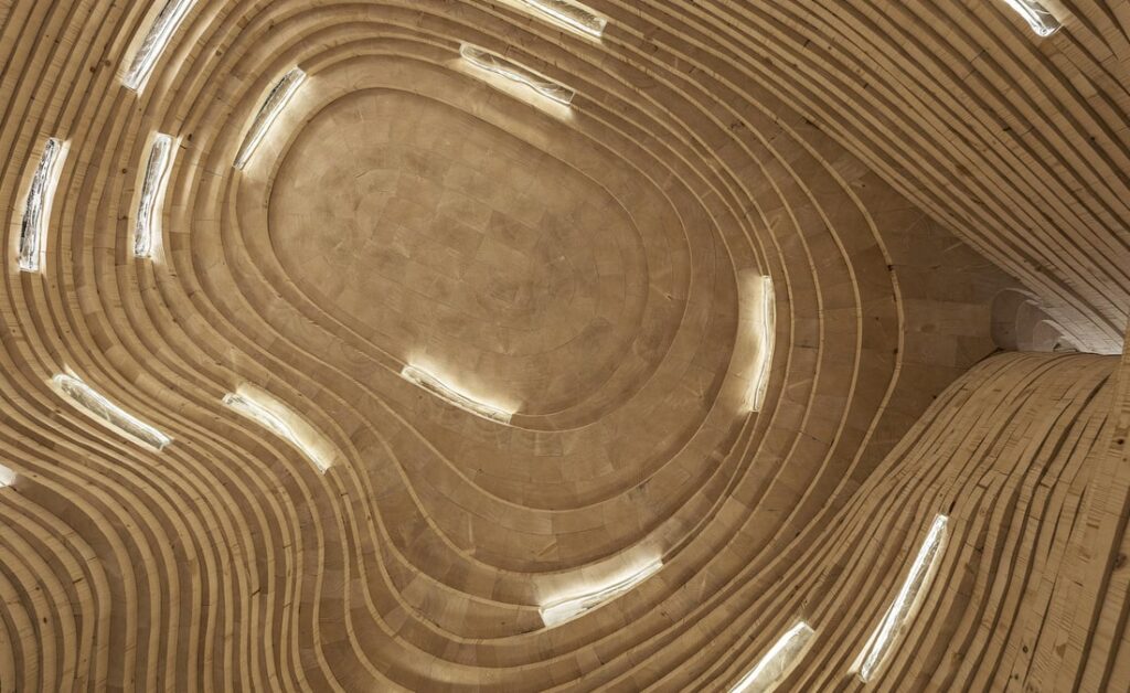 L’intérieur de la pièce silencieuse de la Bibliothèque du futur, à Oslo. Photo : VEGARD KLEVEN/Katie Paterson/Future Library